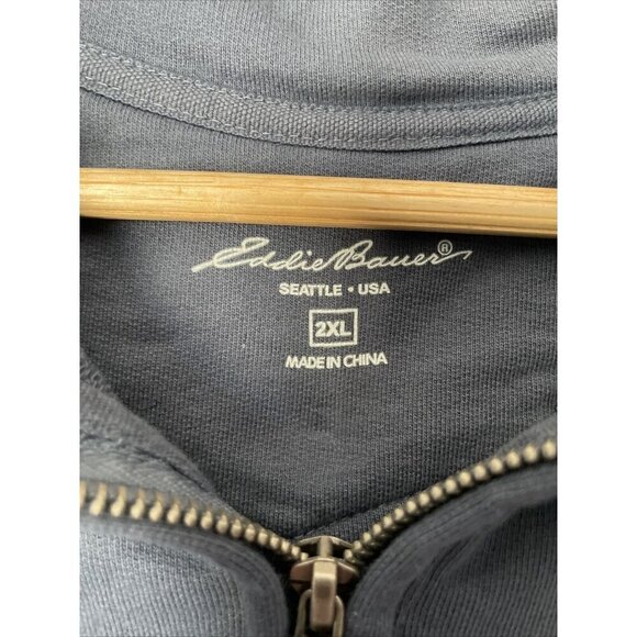 Eddie Bauer Sweatshirt Mens 2XL Blue Quarter Zip Pullover Casual Classic - Picture 2 of 3